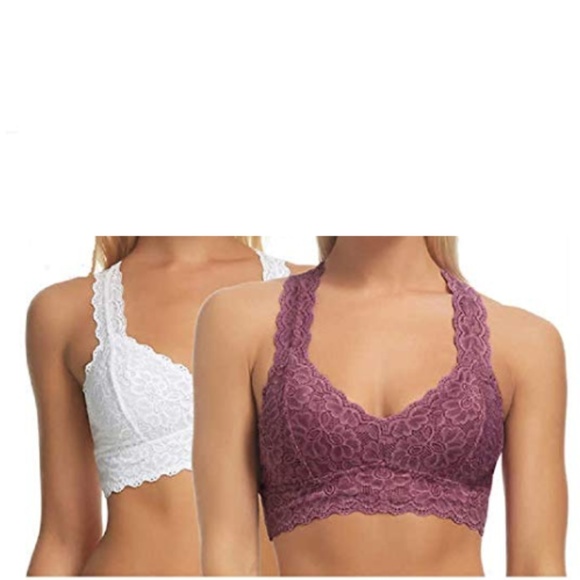 FeLiNa 2-Pack Lace Bralette stretch grey & purple - Picture 1 of 5